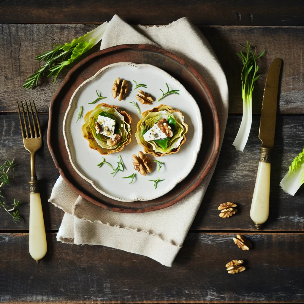 Chicorée-Frühstückstörtchen mit Ziegenkäse und Walnüssen