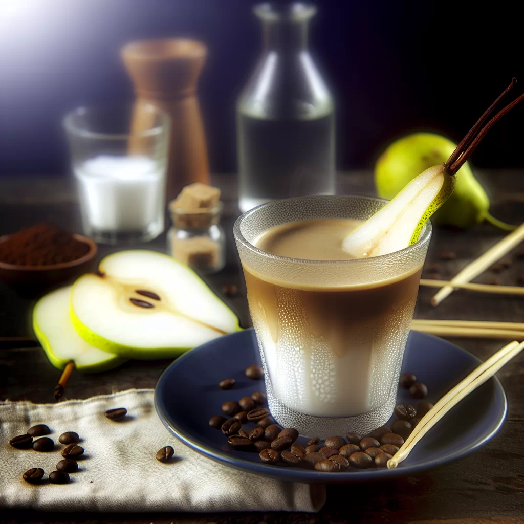 Chicorée-Kaffee Latte mit Birnen-Sirup