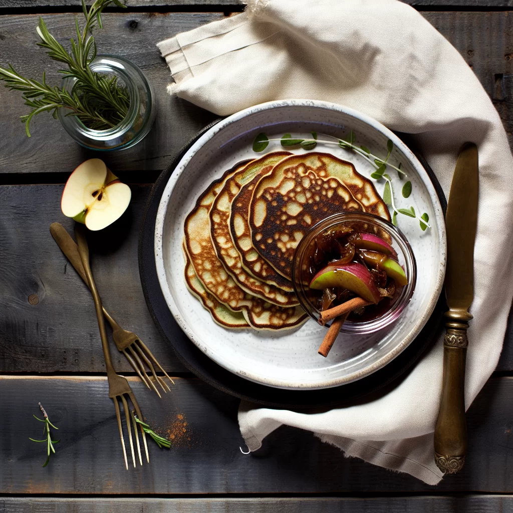 Chicorée-Pfannkuchen mit Apfel-Zimt-Kompott