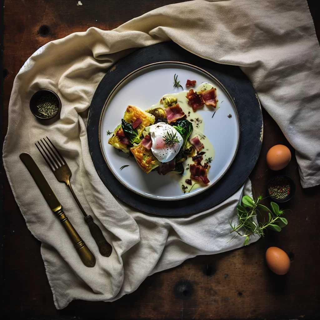 Feldsalat-Frühstückstörtchen mit Speck und pochiertem Ei