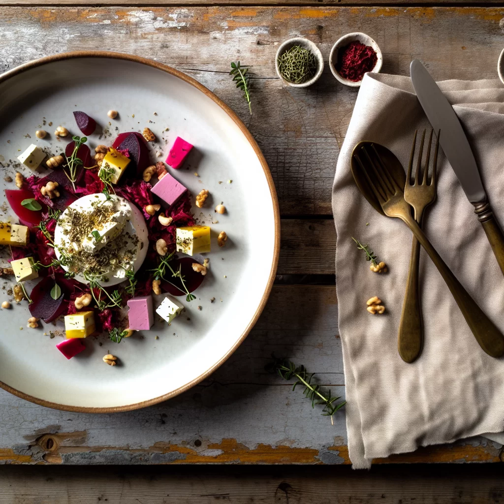 Feldsalat mit Rote-Bete-Knödeln und Walnusspesto