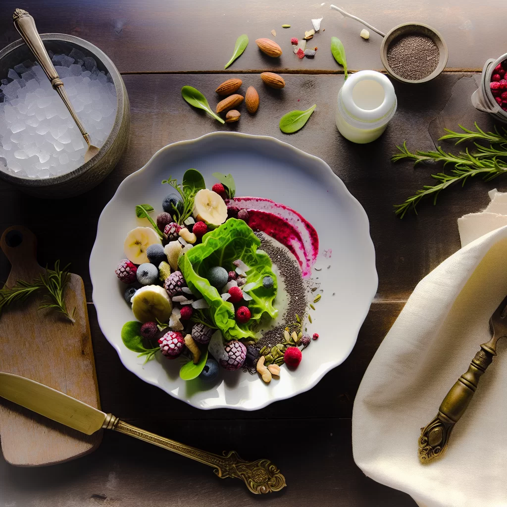 Feldsalat-Smoothie-Bowl mit Beeren und Nüssen