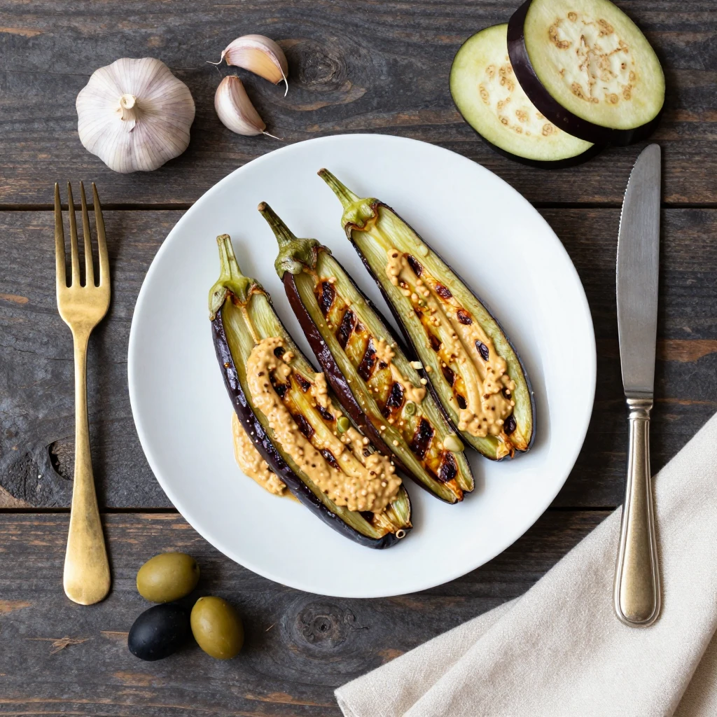 Gegrillte Auberginen mit Tahini