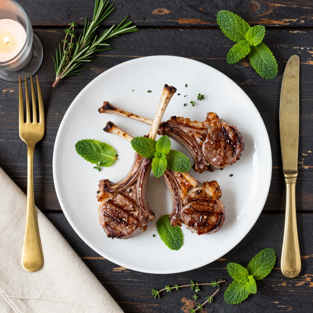 Gegrillte Lammkoteletts mit Minze