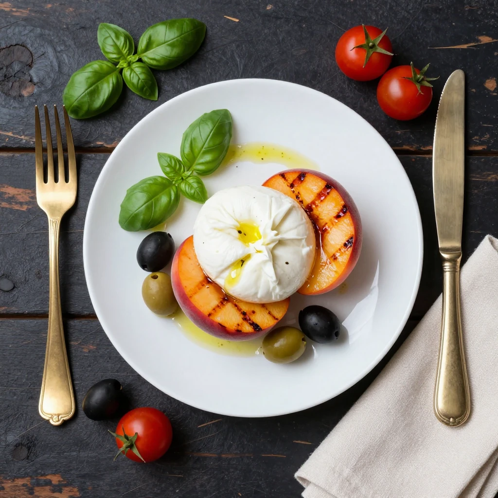 Gegrillter Pfirsich mit Burrata