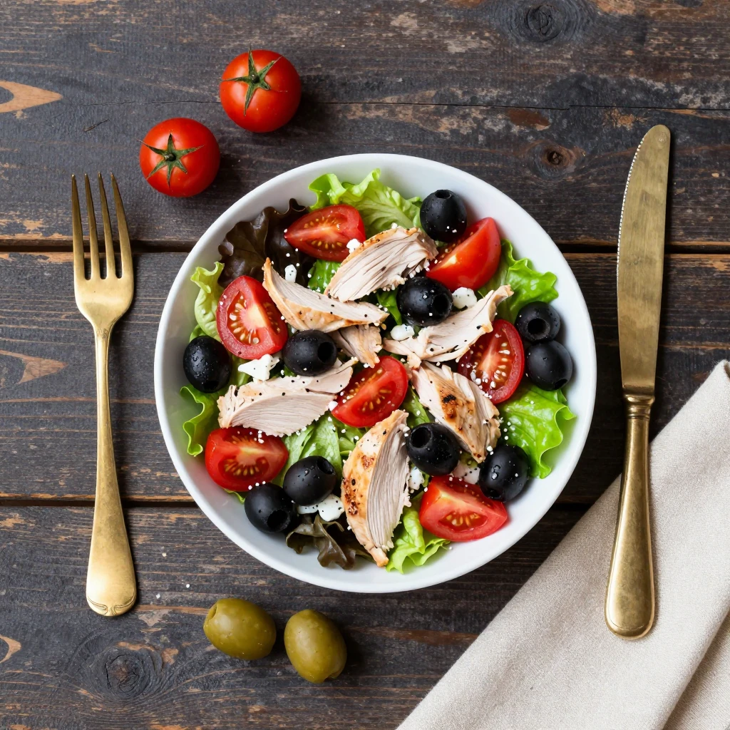 Griechischer Salat mit Hähnchen