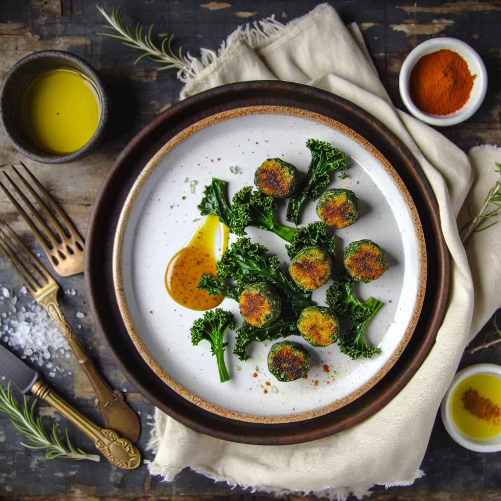 Grünkohl-Knusperhappen mit süß-scharfem Senfdip im Airfryer