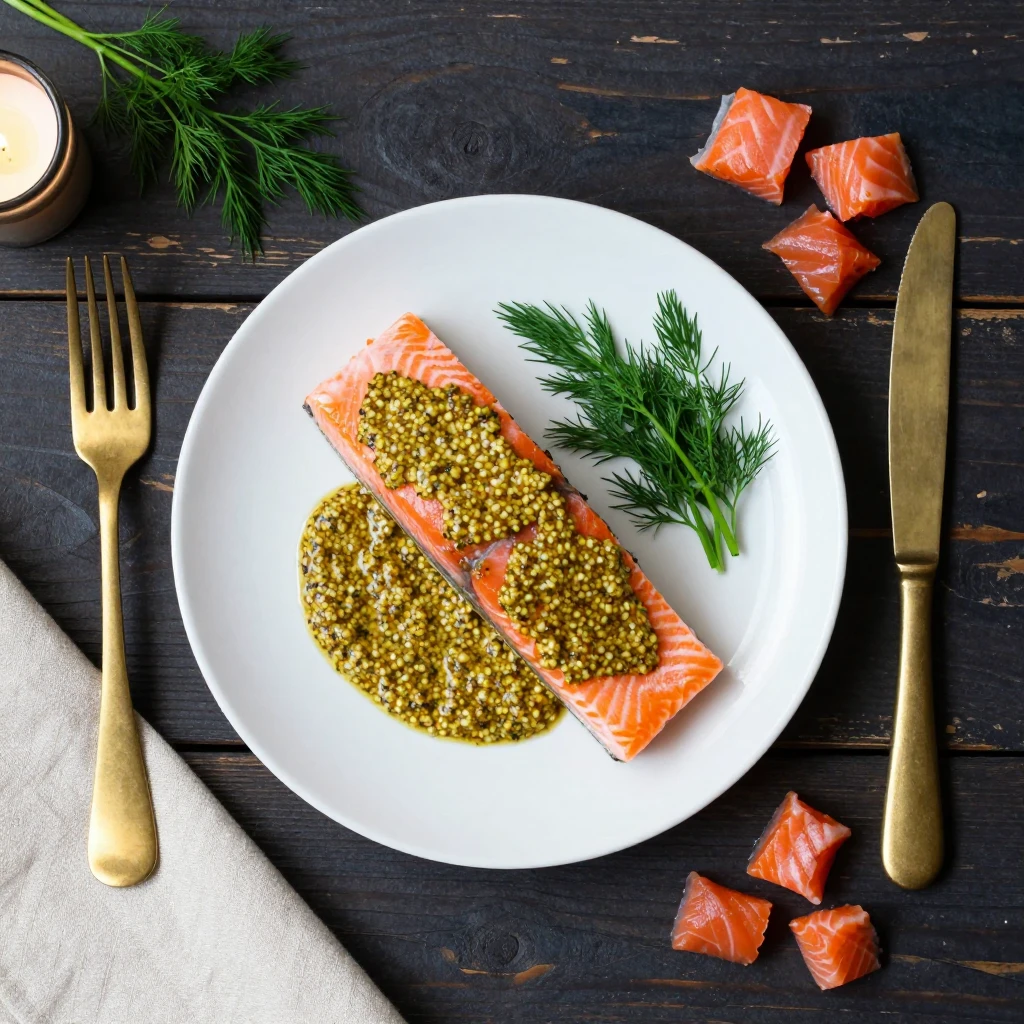 Lachs mit Dill-Senf-Sauce