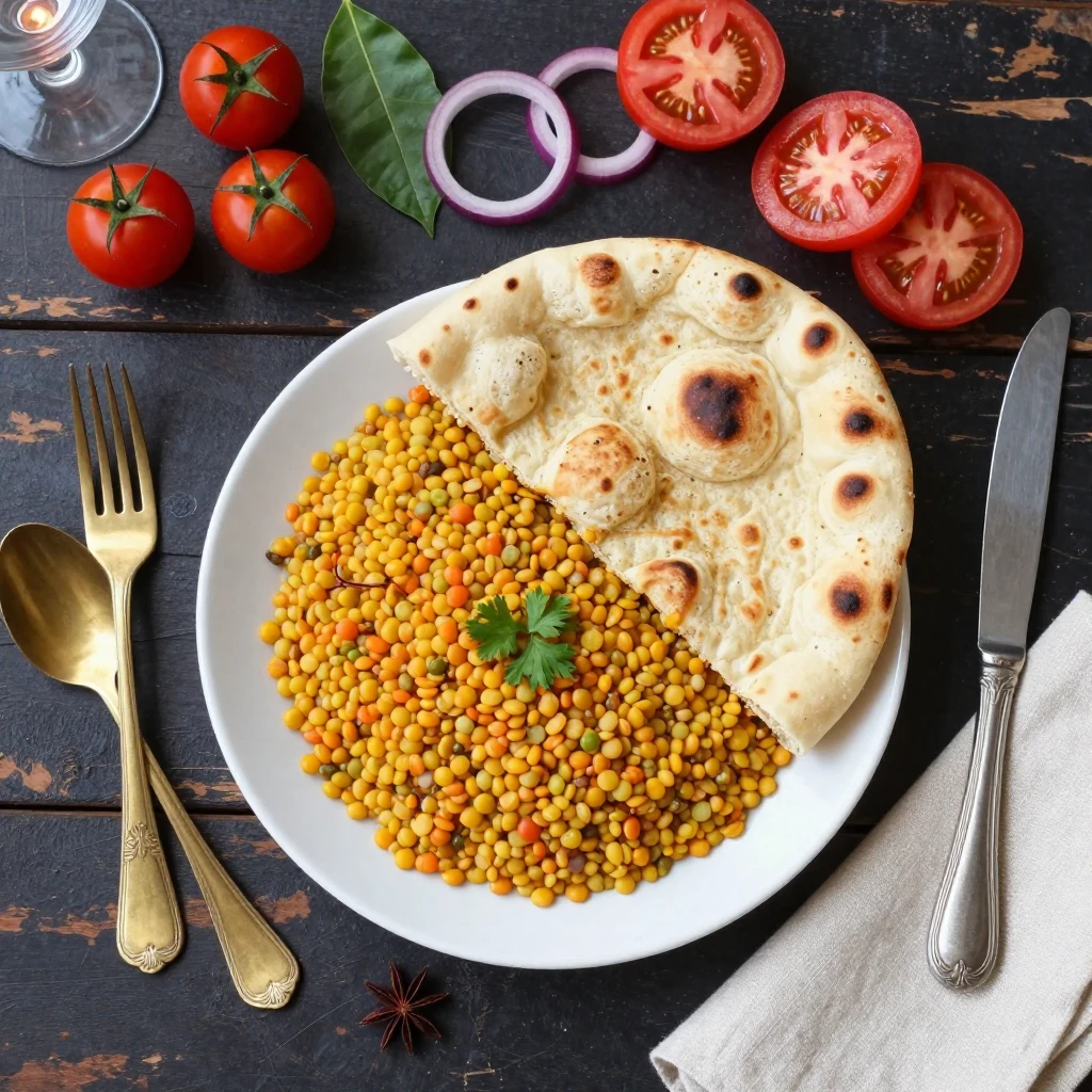 Linsen-Dal mit Naan