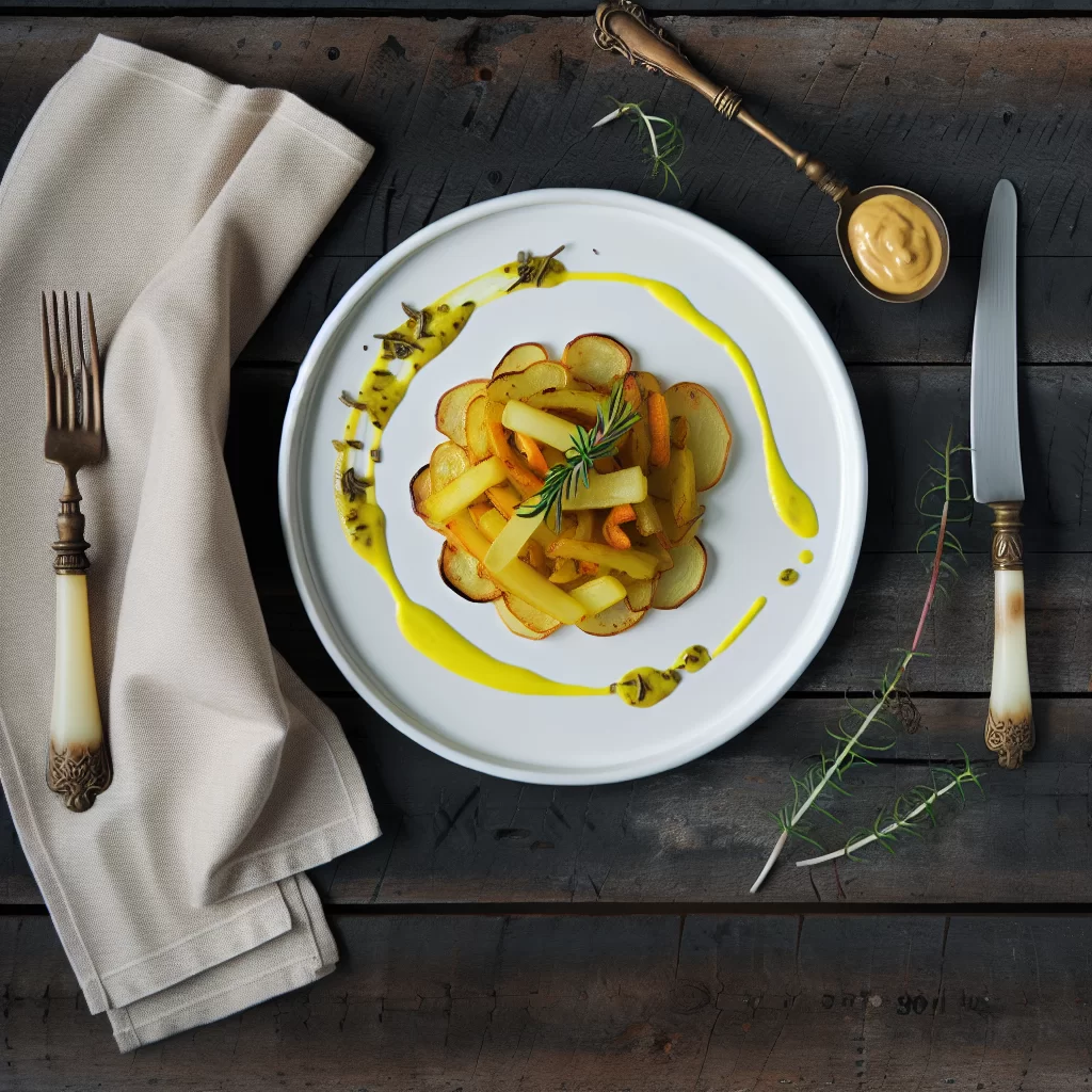 Pastinaken-Kartoffelrösti mit Apfel-Senf-Sauce