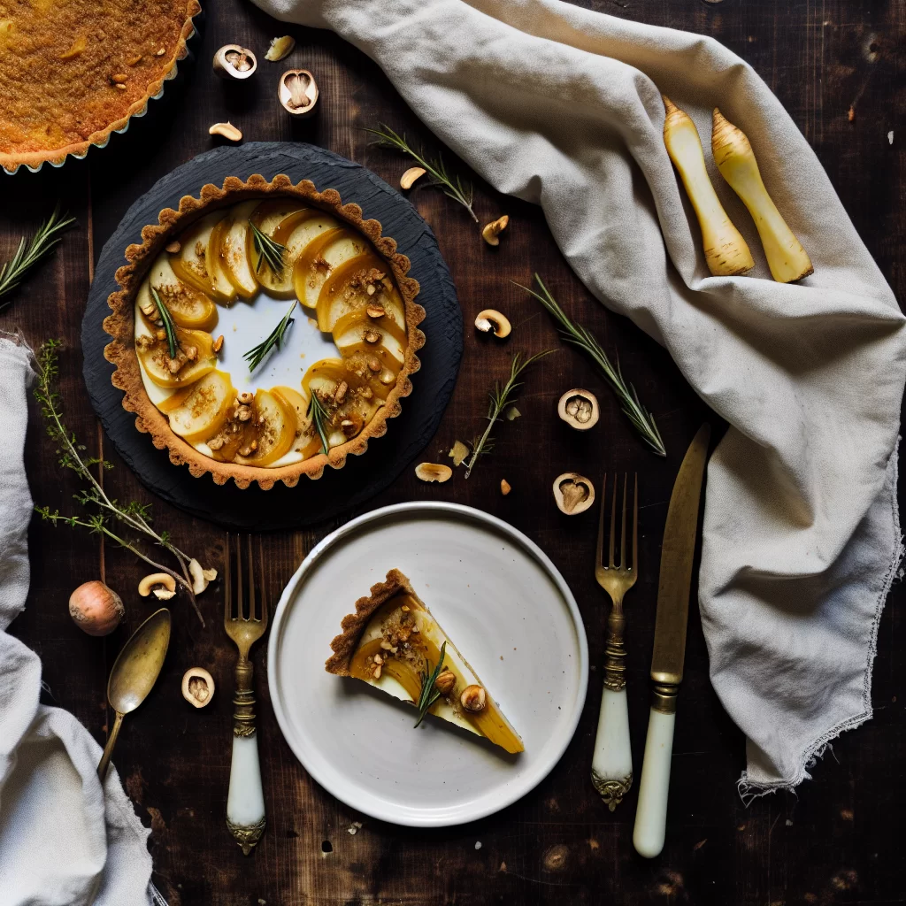 Pastinaken-Vanille-Tarte mit Haselnusskruste