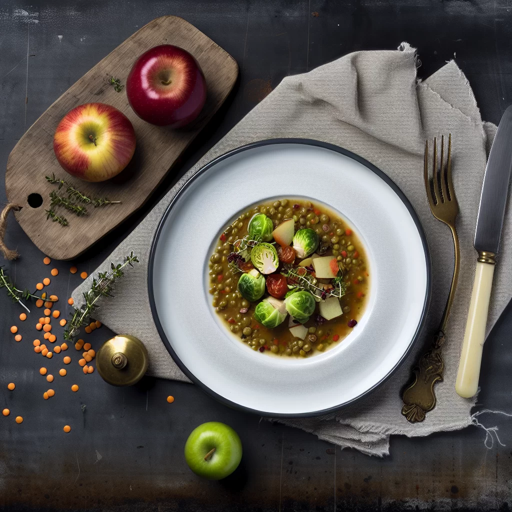 Rosenkohl-Linsen-Eintopf mit Apfel