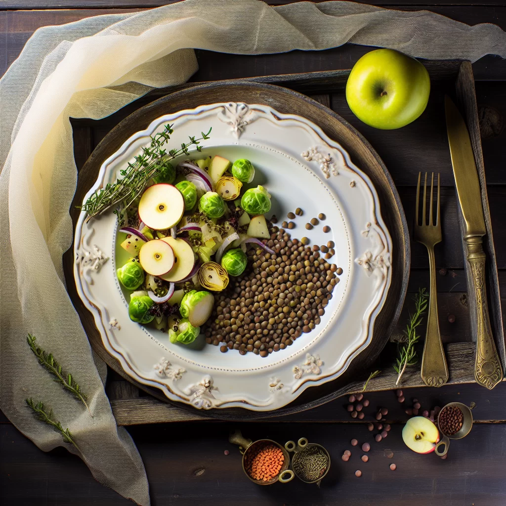 Rosenkohl-Linsen-Salat mit Apfeldressing