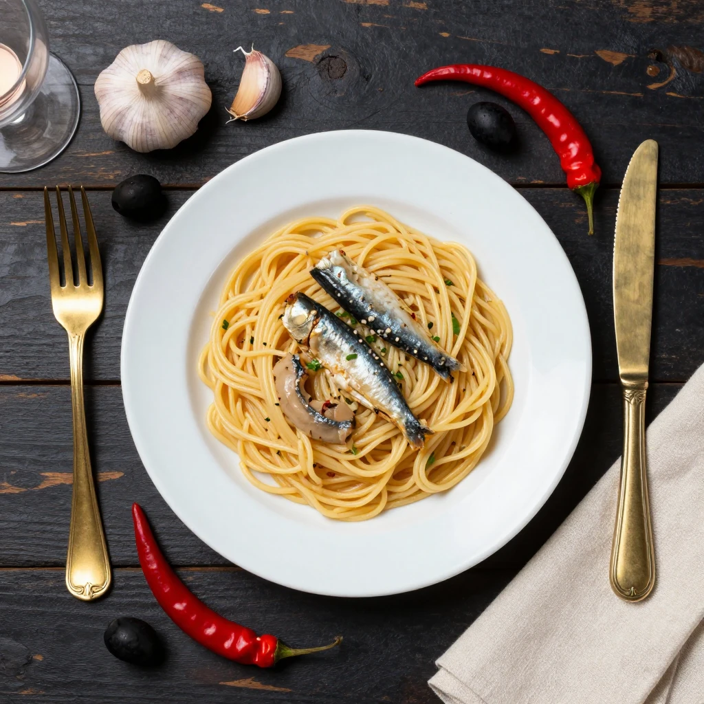 Spaghetti mit Sardellen